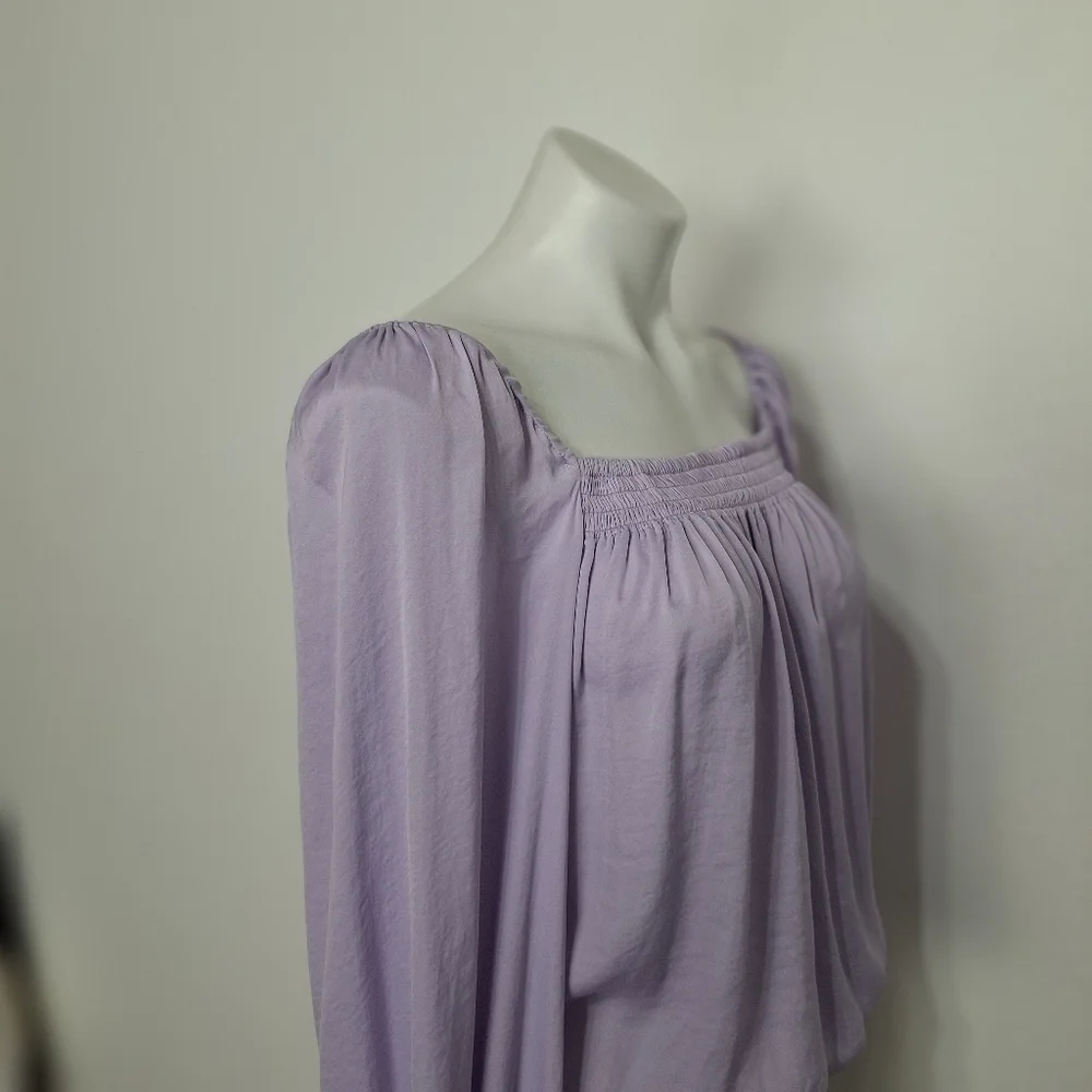 Free People Coquette Feminine Cottagecore Lavender Long Sleeve Bodysuit Size S